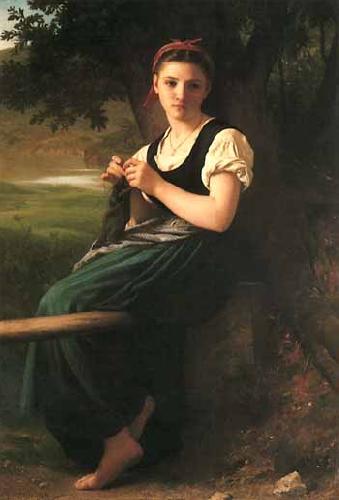 William-Adolphe Bouguereau The Knitting Woman oil painting picture